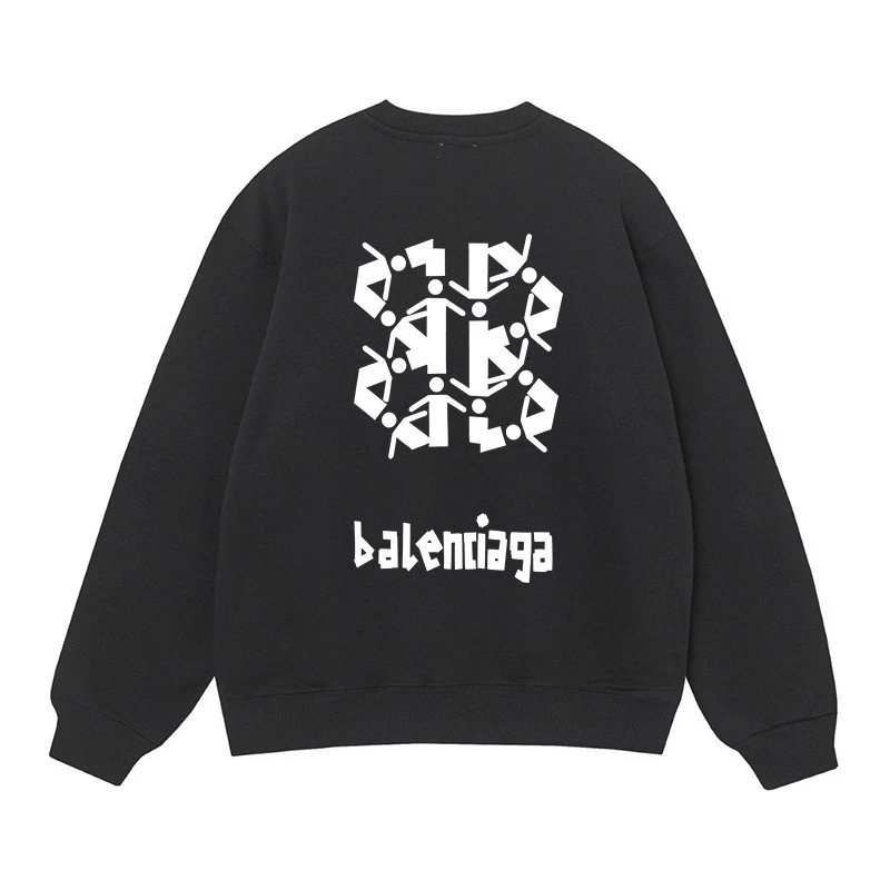 Balenciaga Logo Print Black Hoodie - 1