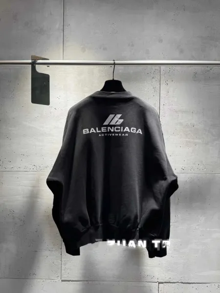 Balenciaga Activewear Logo Back Print Hoodie Black - 1