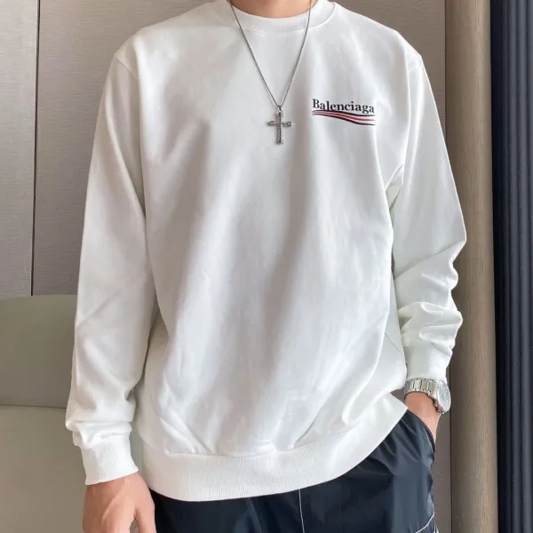 Balenciaga Logo Print Hoodie Black and White - 11