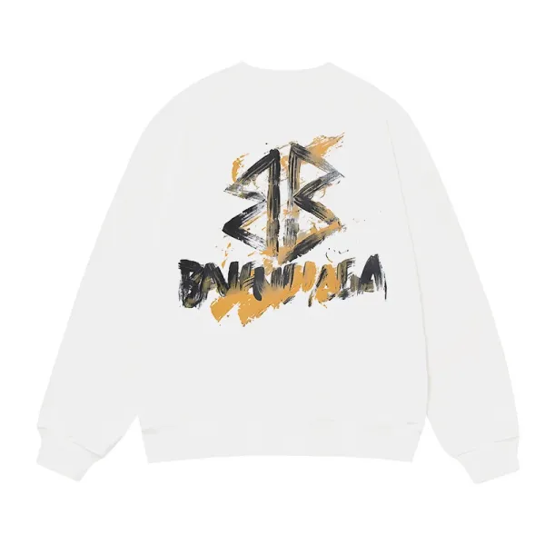 Balenciaga Brushstroke Logo White Hoodie - 1