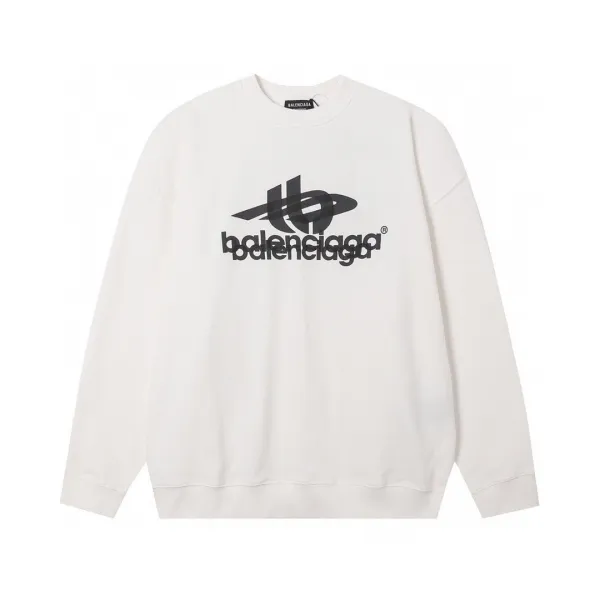 Balenciaga Double Logo Print Off-White Sweatshirt - 1