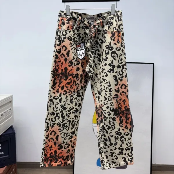 Stüssy x Big Dl Jeans Leopard Print Gradient Washed Denim Jeans - 24