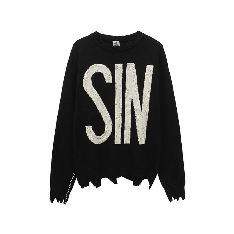 S.M Letter Pattern Knit Crew Neck Sweater photo 4