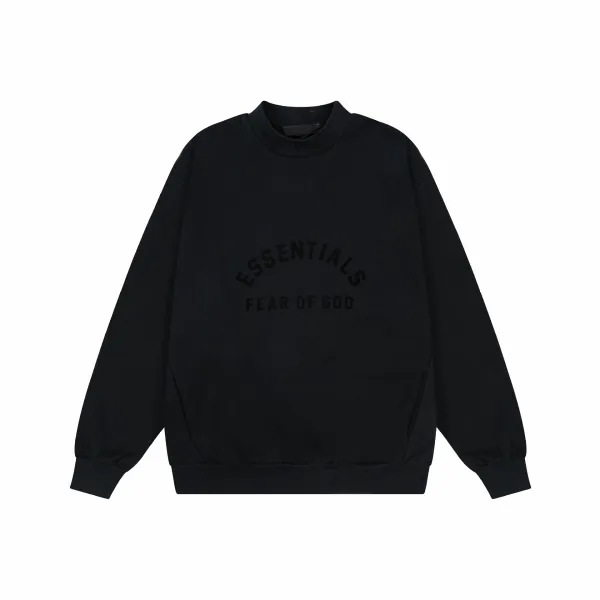 Fear of God Essentials Arch Logo Black Crewneck Sweatshirt - 1