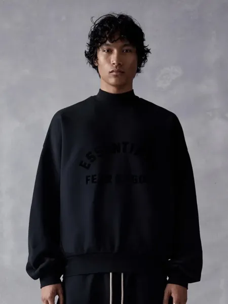 Fear of God Essentials Arch Logo Black Crewneck Sweatshirt - 16