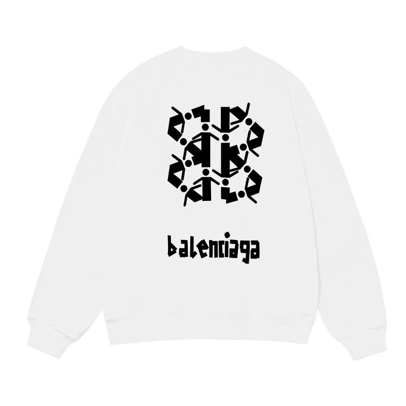 Balenciaga Logo Print White Hoodie - 1
