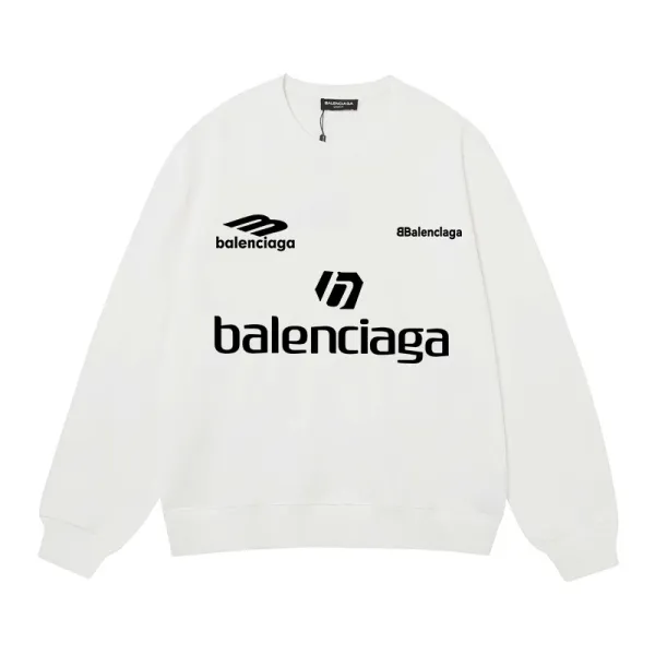 Balenciaga Multi-Logo Print White Hoodie - 1