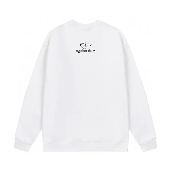 Balenciaga Logo Print White Hoodie - 1