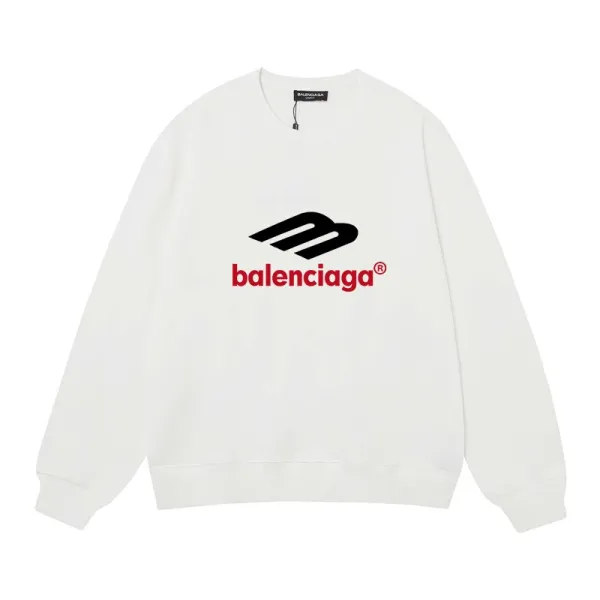Balenciaga Logo Print White Hoodie - 1