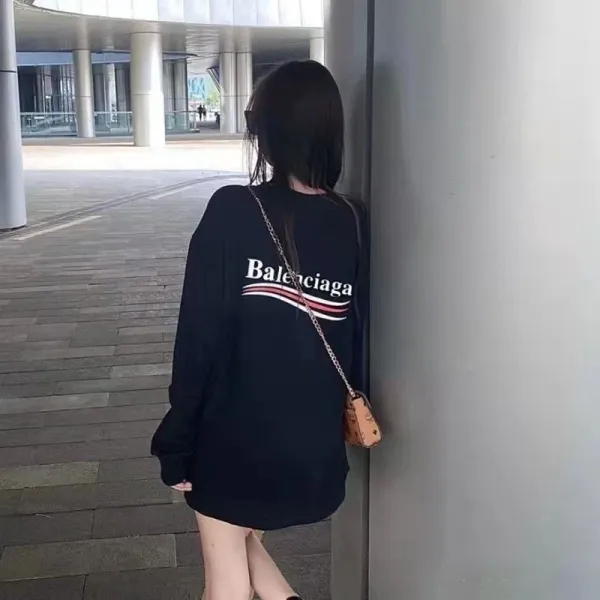 Balenciaga Logo Print Hoodie Black and White - 12
