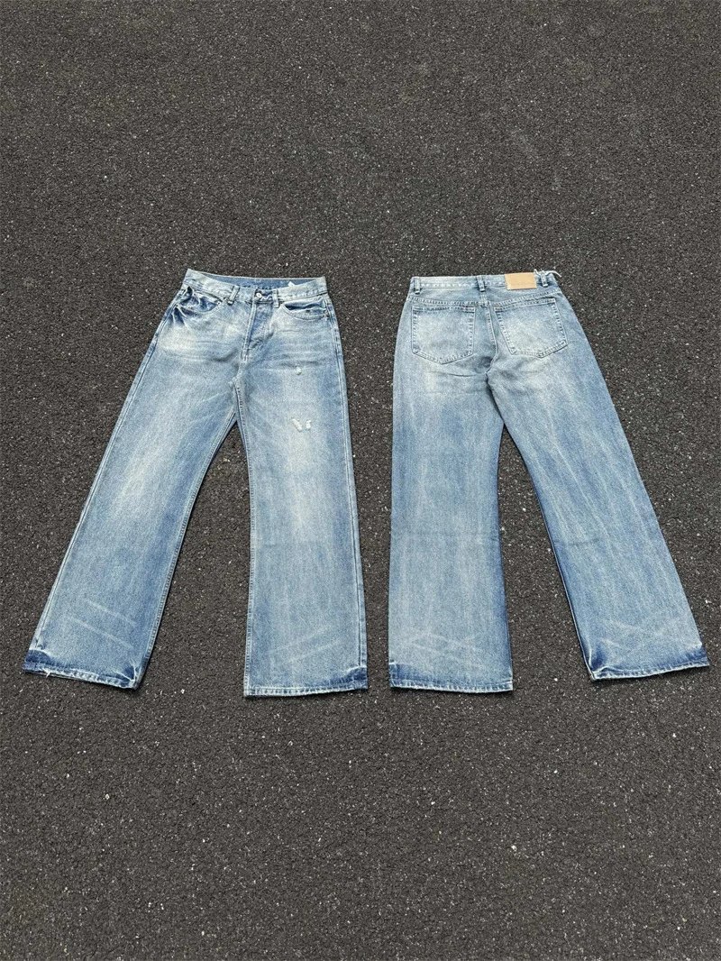 Washed Splatter Distressed Wide-Leg Jeans photo 3