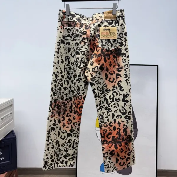 Stüssy x Big Dl Jeans Leopard Print Gradient Washed Denim Jeans - 25