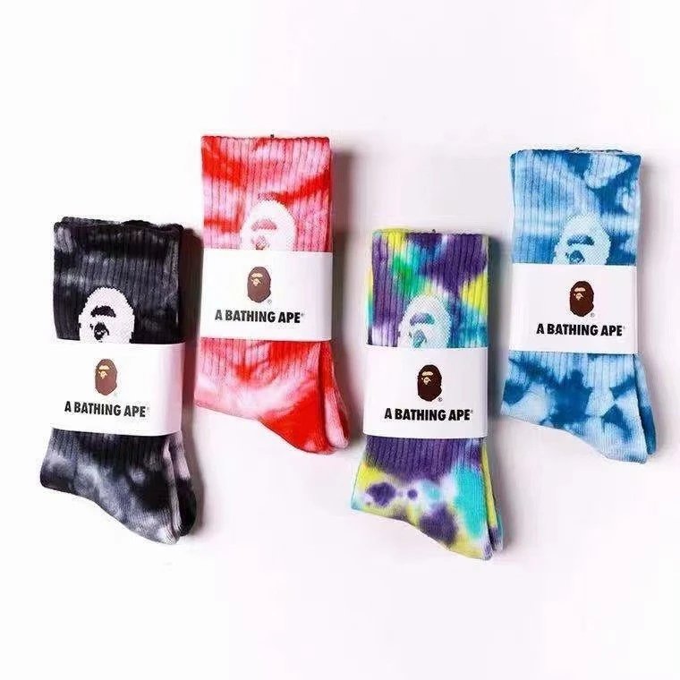 Bape Ape Head Tie-Dye Towel Sole High Socks photo 7