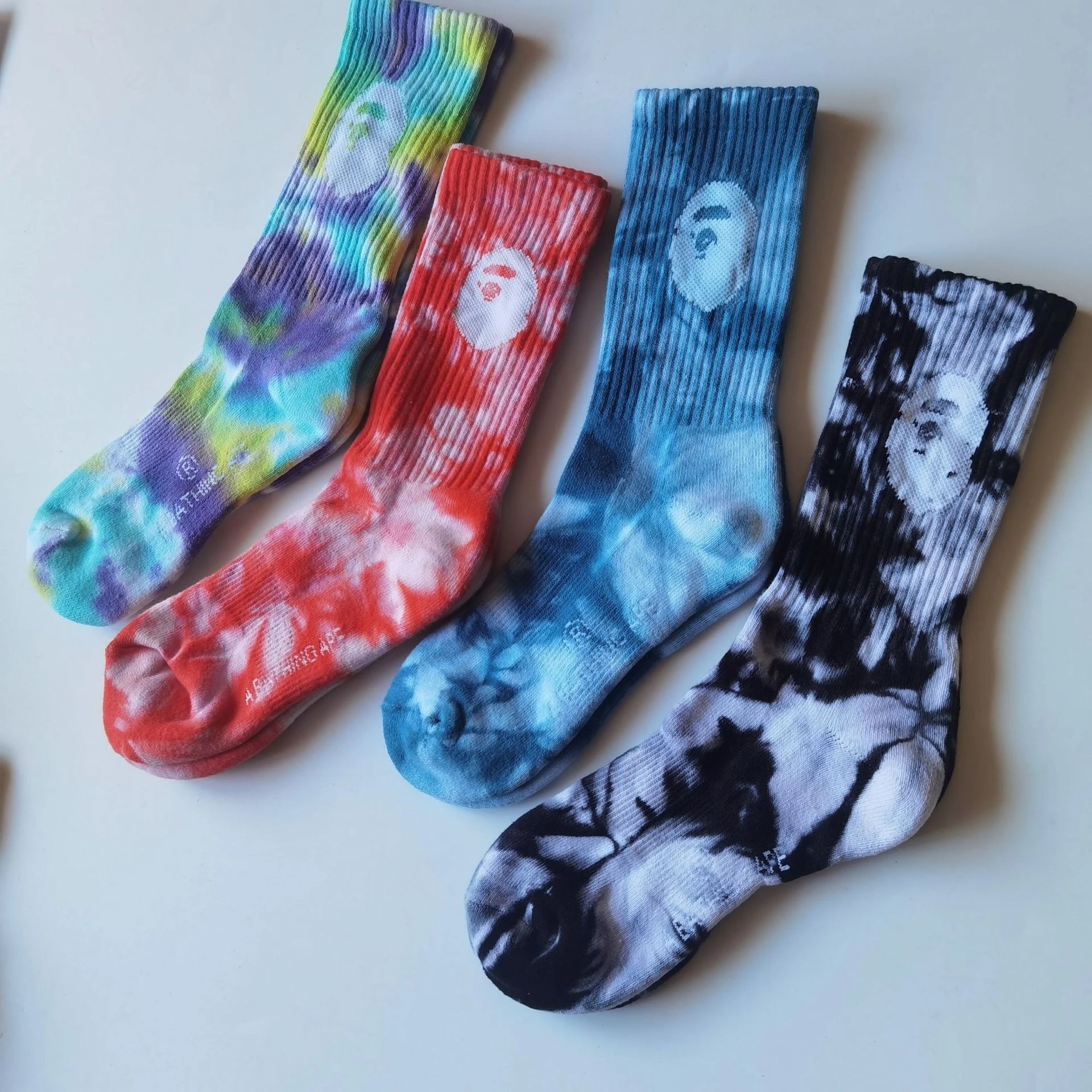 Bape Ape Head Tie-Dye Towel Sole High Socks photo 8