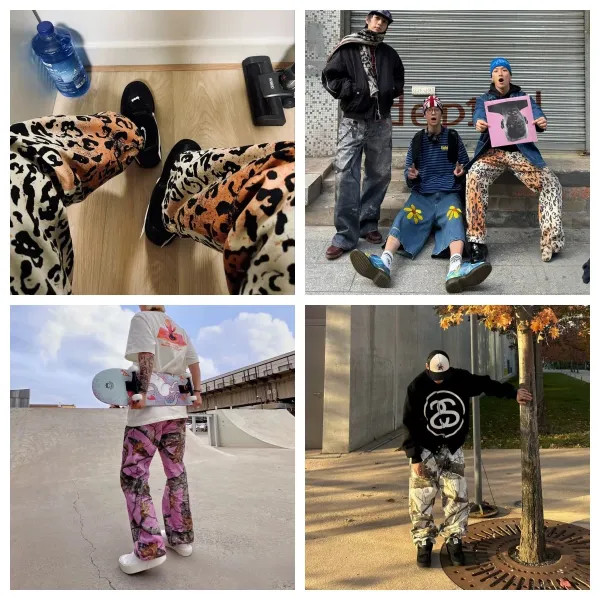 Stüssy x Big Dl Jeans Leopard Print Gradient Washed Denim Jeans - 31
