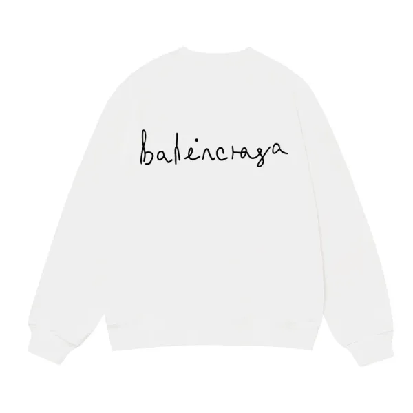 Balenciaga Script Logo White Hoodie - 1