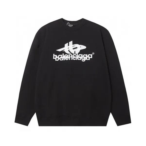 Balenciaga Logo Print Black Crewneck Sweatshirt - 1