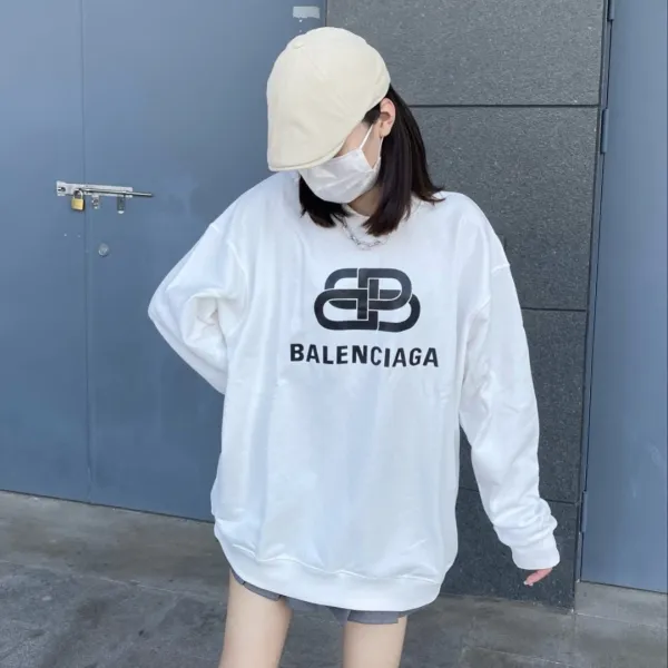 Balenciaga BB Logo Oversized White Hoodie - 1