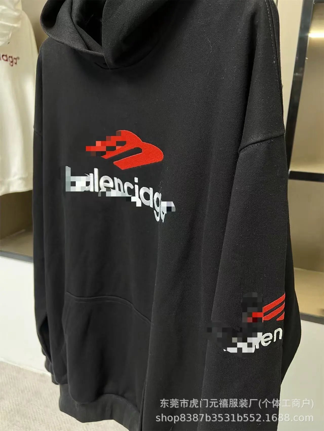Balenciaga Logo Print Black Hoodie - 17