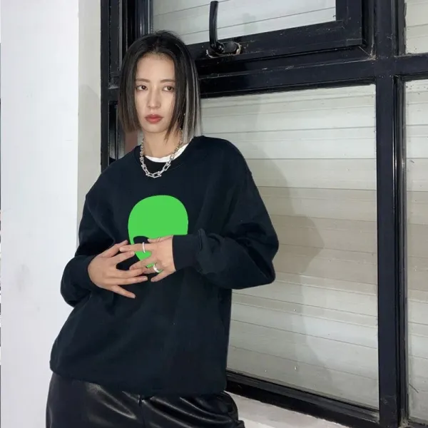 Balenciaga Logo Print Hoodie Black and White - 5
