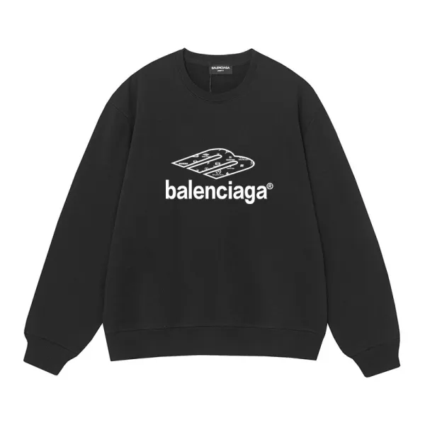 Balenciaga Logo Print Black Hoodie - 1
