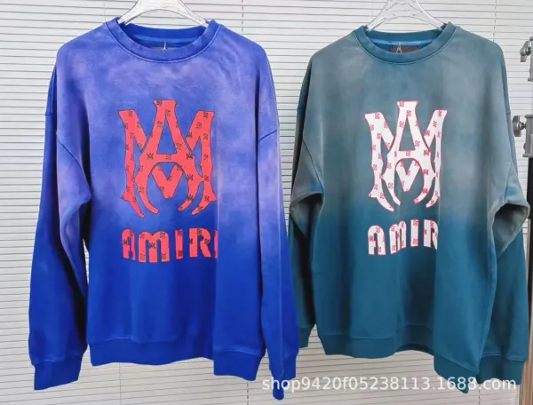 Amiri Logo Gradient Hoodie Blue and Teal - 1