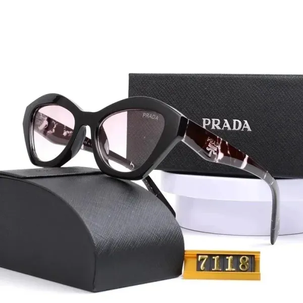 Prada Octagonal Gold-Frame Sunglasses with Gray Lenses - 24