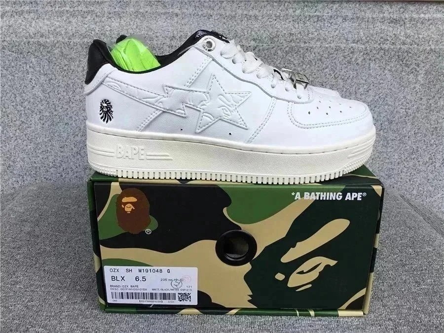 A Bathing Ape BAPE STA White Star Embossed Sneakers - 1