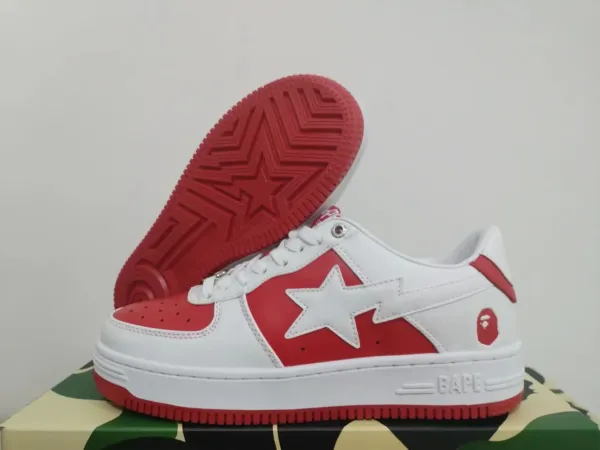 A Bathing Ape Bape Sta Red and White Sneakers - 1