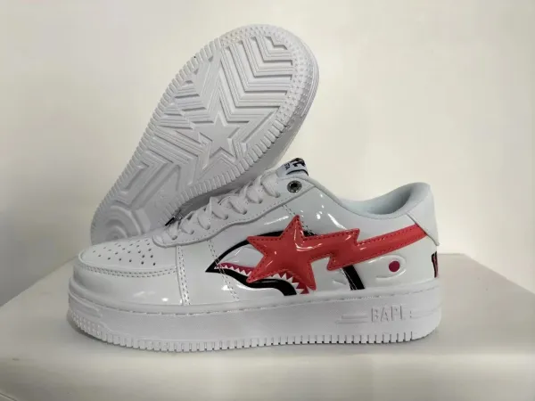 BAPE x Nike Air Force 1 Low White Shark Star Sneakers - 1
