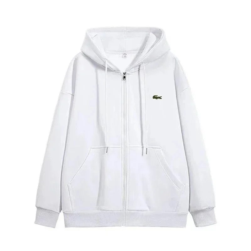 Lacoste Lacoste White Crocodile Logo Hoodie Jacket White