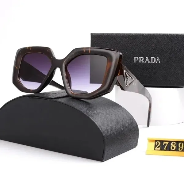 Prada Octagonal Gold-Frame Sunglasses with Gray Lenses - 27