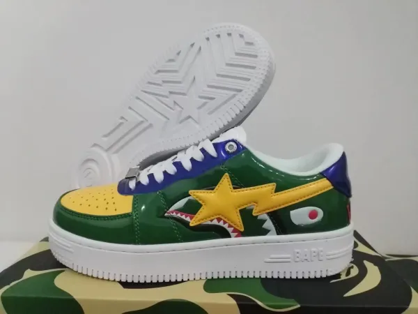 A Bathing Ape Bape Sta Shark Star Green Yellow Blue Multicolor Sneakers - 1