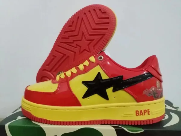A Bathing Ape BAPE STA Red Yellow Star Sneakers - 1
