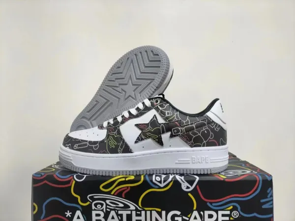 A Bathing Ape Bape Sta Print Black/White Sneakers - 1
