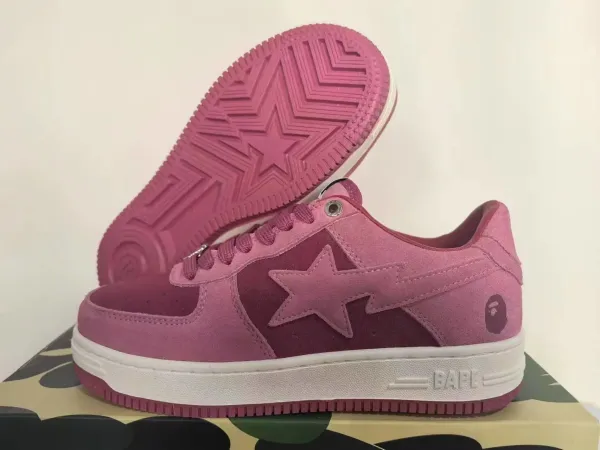 A Bathing Ape Bape Sta Pink Suede Sneakers - 1
