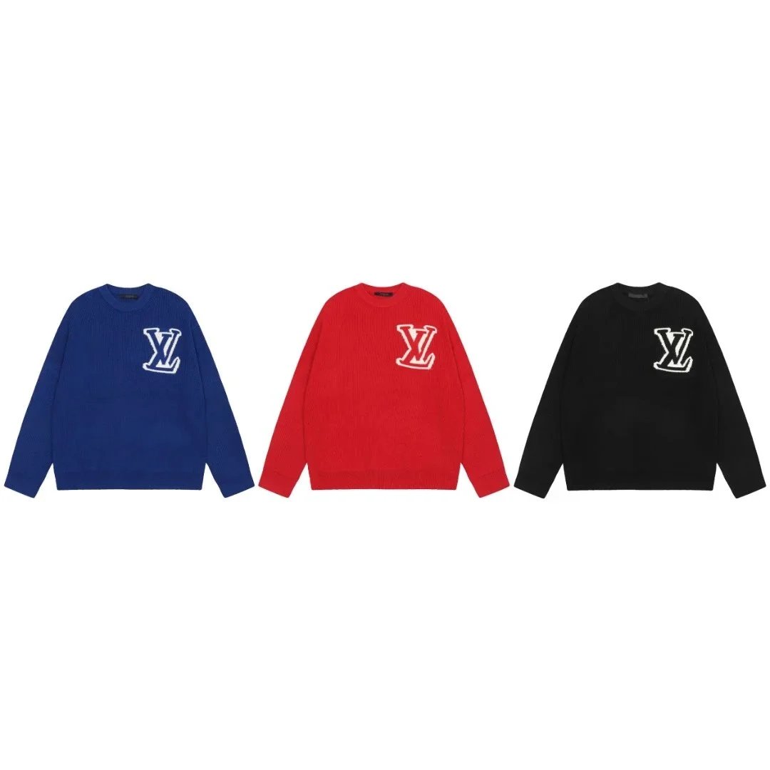 LOU new basic classic style front and back mosaic thick basic versatile men and women couples autumn and winter round neck couple sweater big tree
