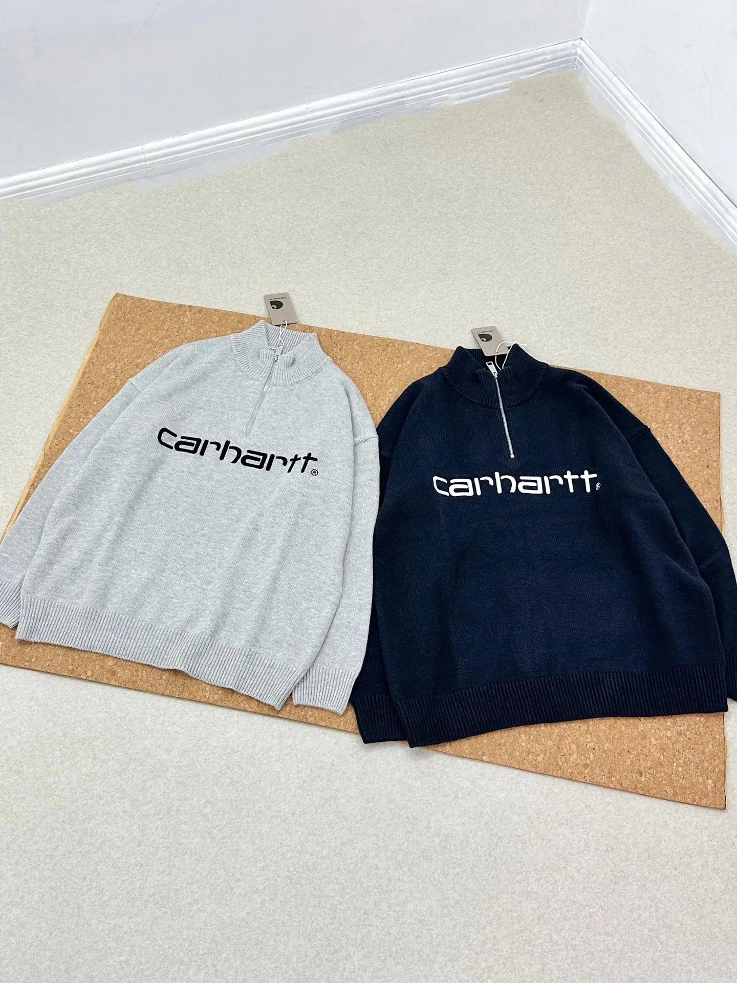 CAR WIP Classic Wide Half-Zip Knit Sweater