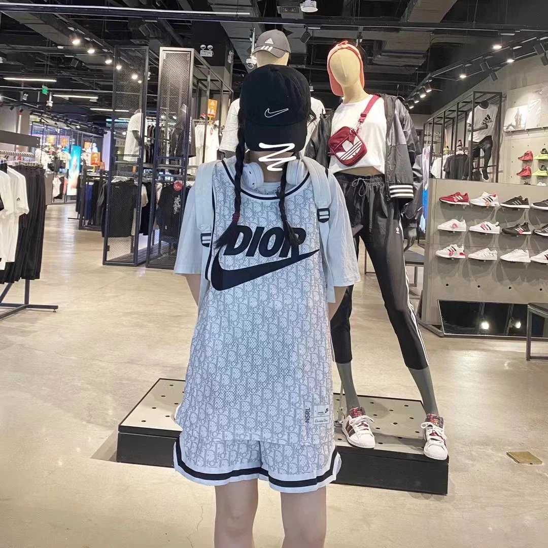 Nike AJ Jordan Embroidered Crossbody Tank Top and Shorts Set