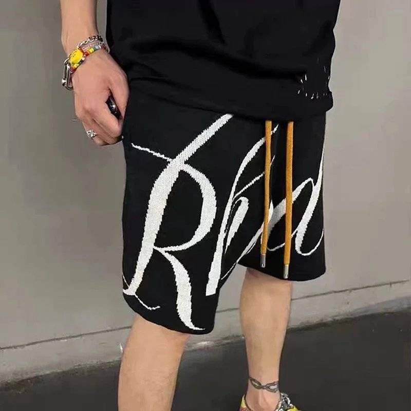 Rhude Marlboro Jacquard Letter Knit Shorts Couple