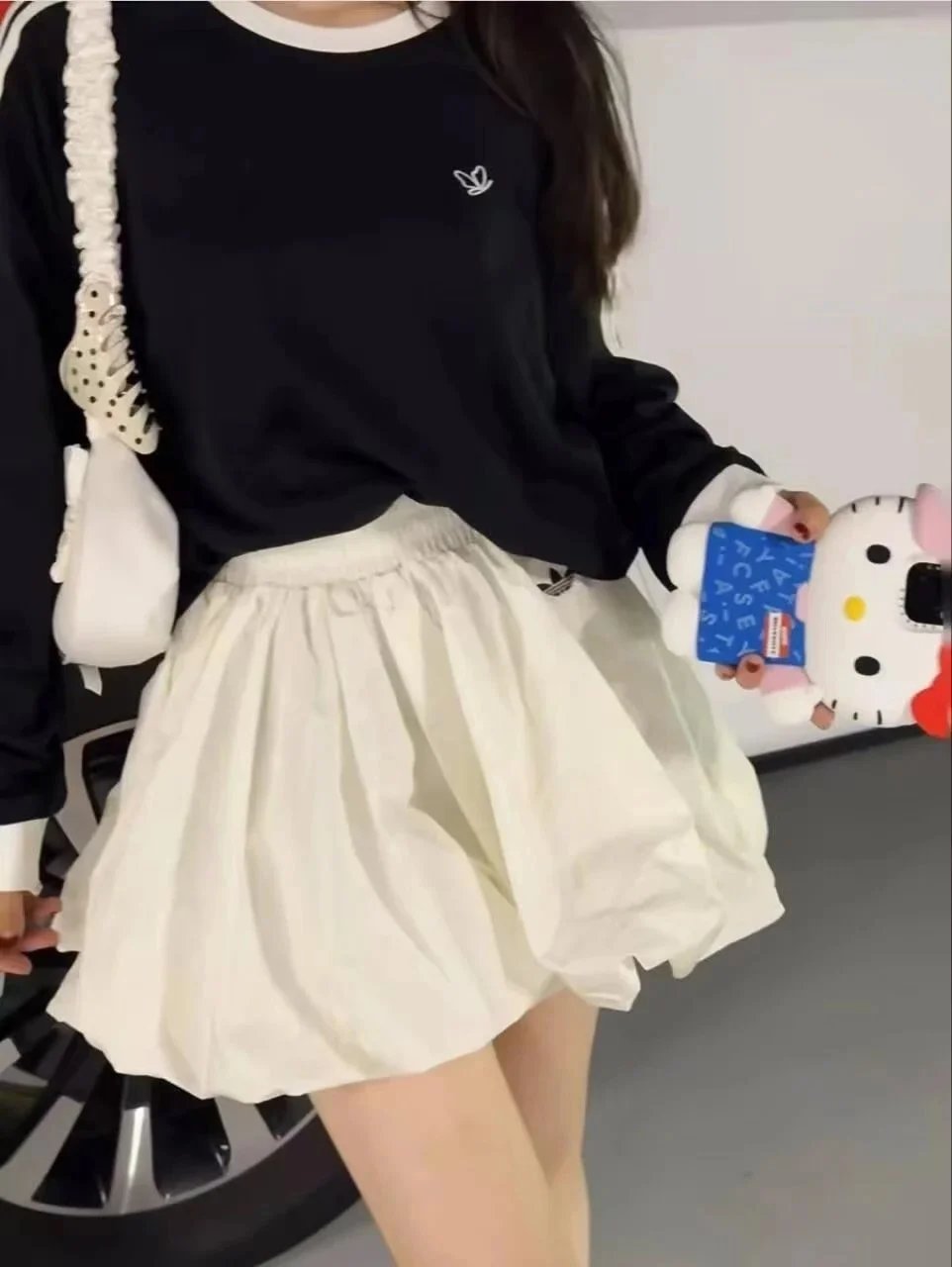 AD Adidas 4-Color Bubble Skirt with Three Stripes