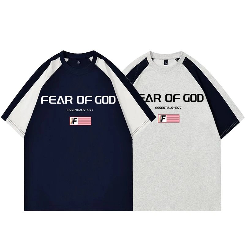 Fear of God Essentials Raglan T-Shirt Gray / Navy - 2