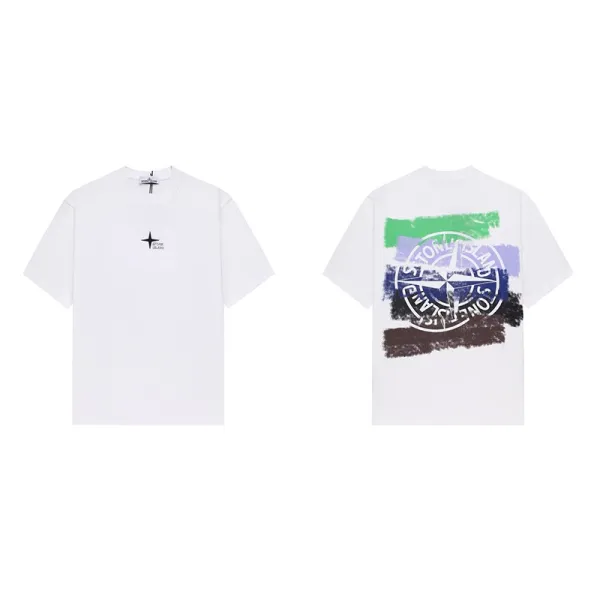 Stone Island Compass Logo Print T-Shirt White - 1