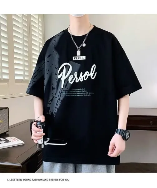 Design Persol Graphic Print Oversized T-Shirt Black - 29