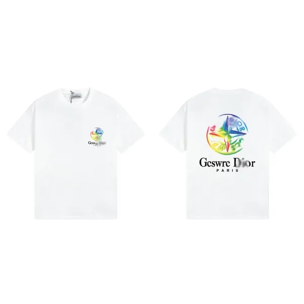 Geswrc Dior Rainbow Compass Logo White T-Shirt - 1