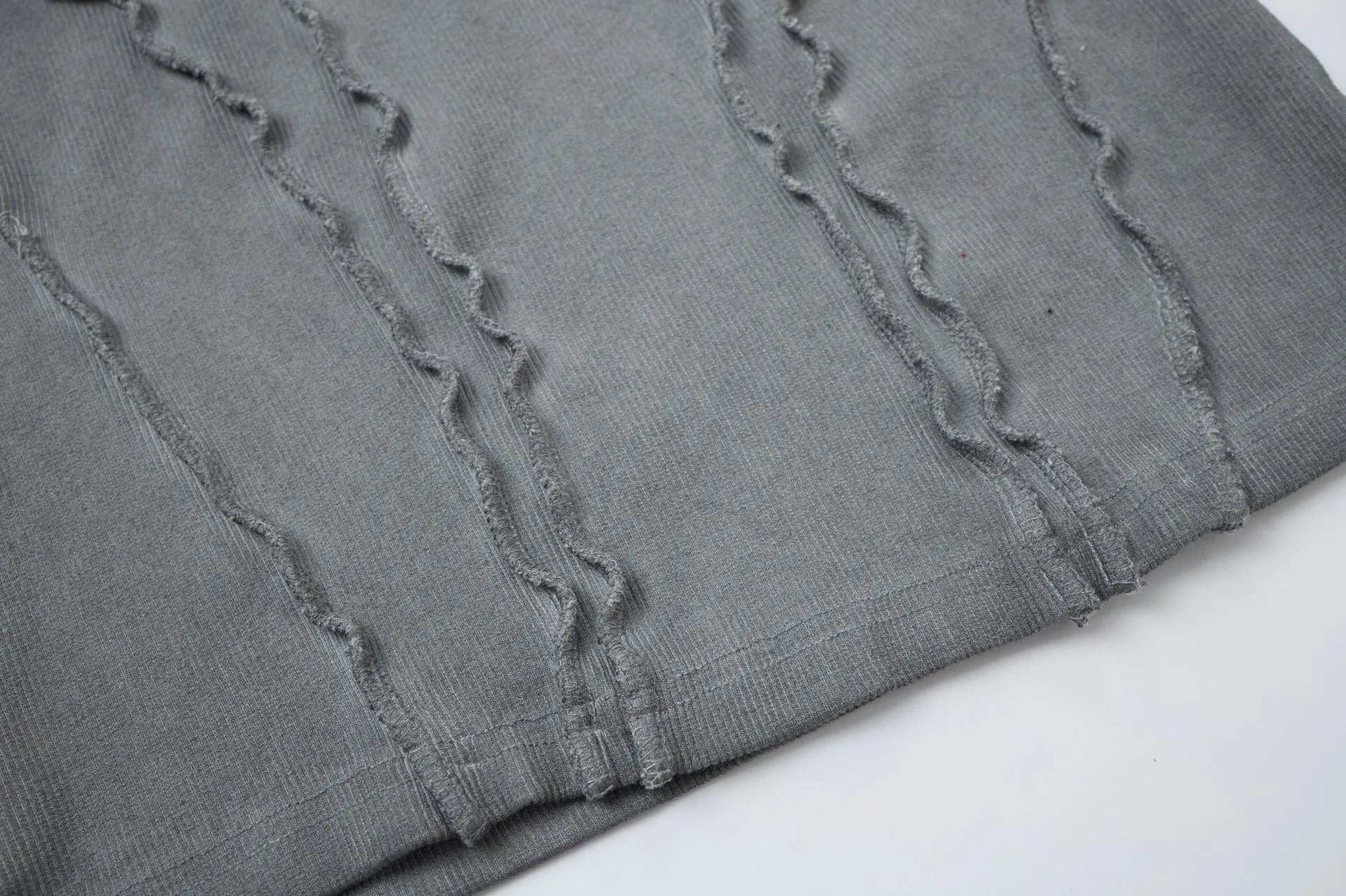Design Corduroy Distressed Sleeveless Top Gray Vest Top - 23