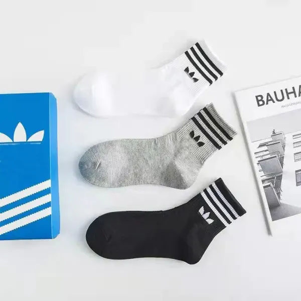 Adidas Originals Trefoil Socks White Gray Black Socks - 1