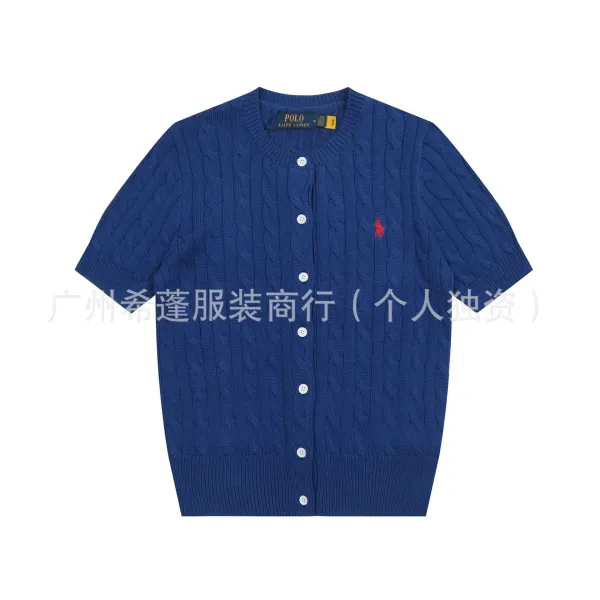 Polo Ralph Lauren Cable Knit Short-Sleeve Cardigan Navy Blue - 1