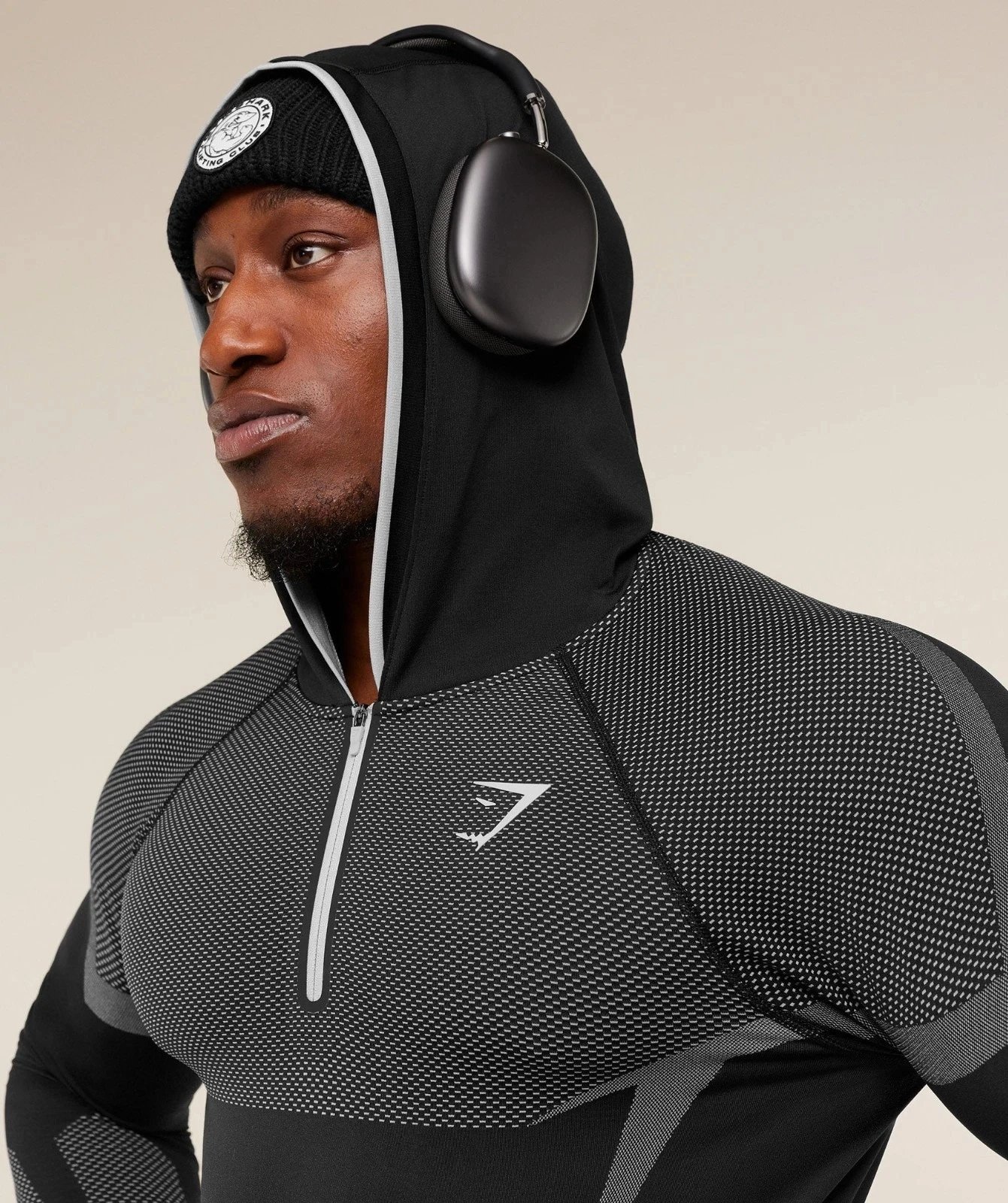 Gymshark Apex Half-Zip Hoodie Black and Forest Green - 16