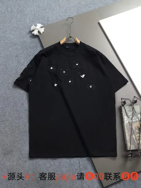 Louis Vuitton Monogram Floral Embroidered Black T-Shirt - 1
